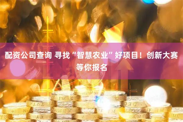 配资公司查询 寻找“智慧农业”好项目！创新大赛等你报名